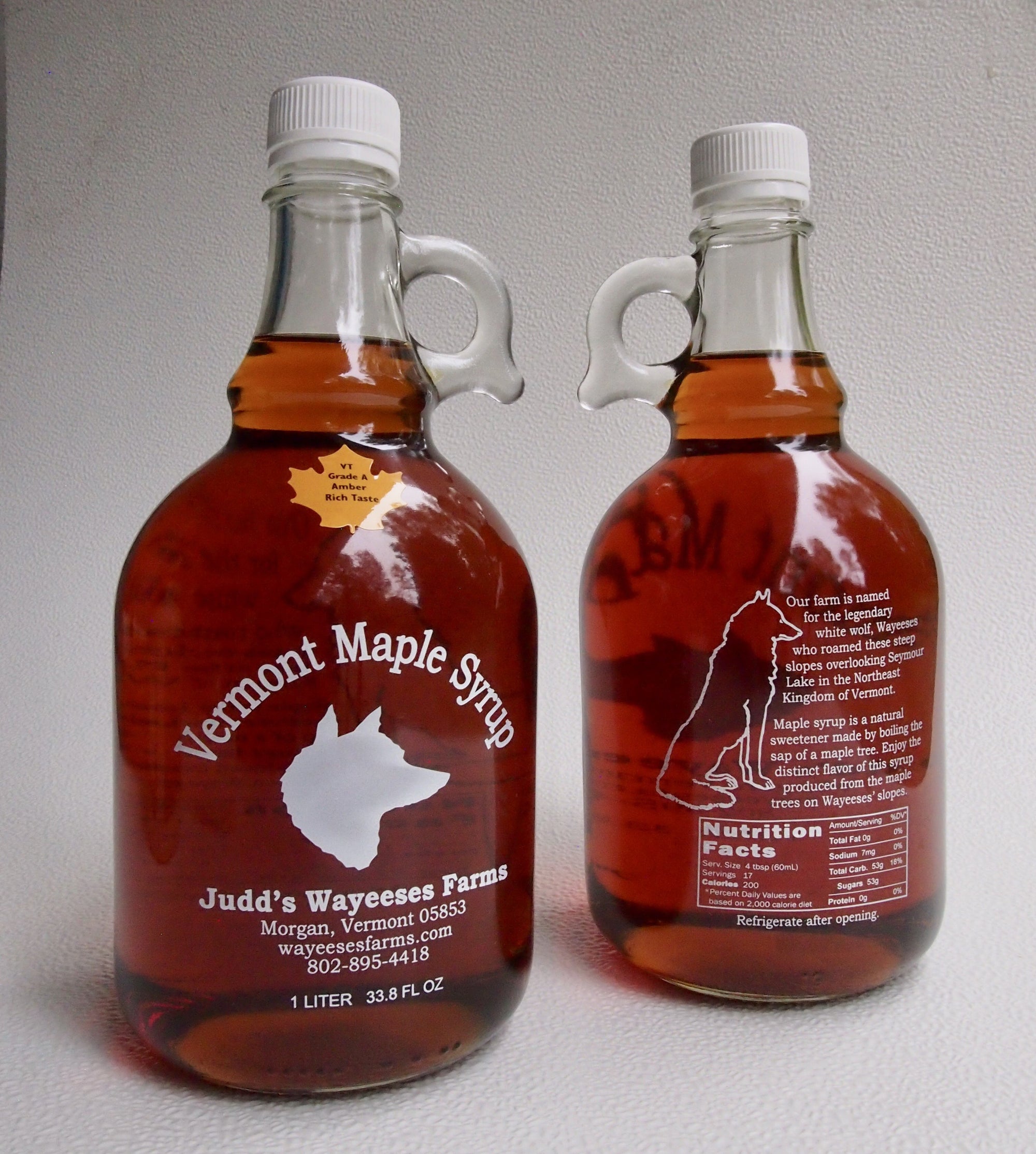 Liter bottle of maple syrup